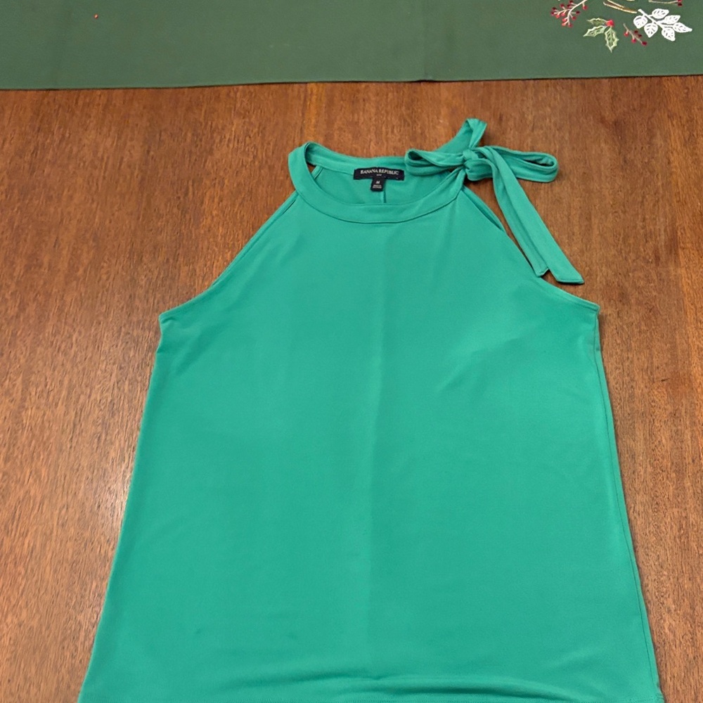 Banana Republic Vibrant Green Halter Top with Bow